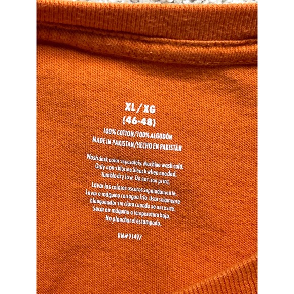 Y2K Retro Custom Choppers Motorcycle Graphic Pocket T Shirt Orange Mens XL - Picture 4 of 9